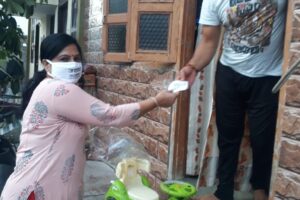 Mask distribution in Ramvihar Colony